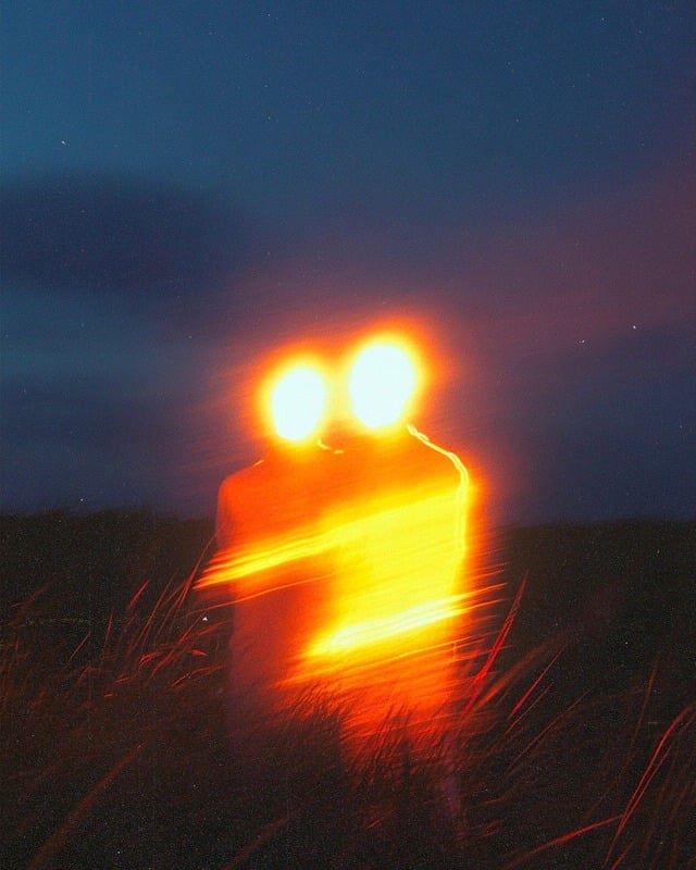 Fire light art at dusk
